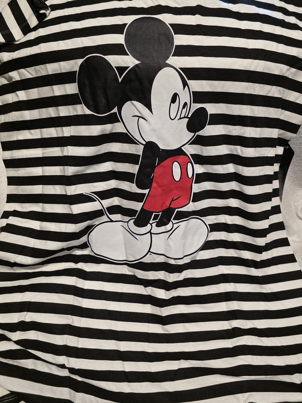 Disney Black & White Striped Mickey Mouse Logo Shirt NWT 2X